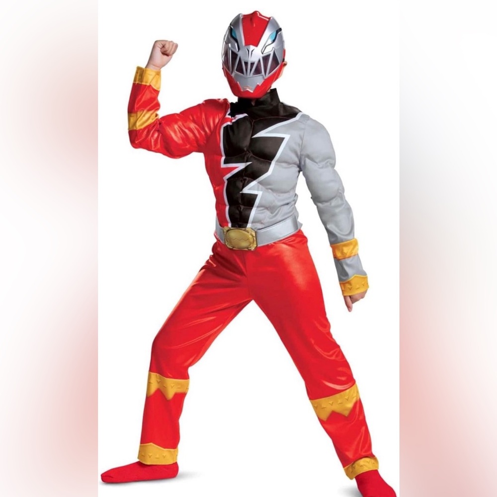 Kids Power Rangers Dino Fury Red Ranger Costume with mask Small (4Y~6Y)